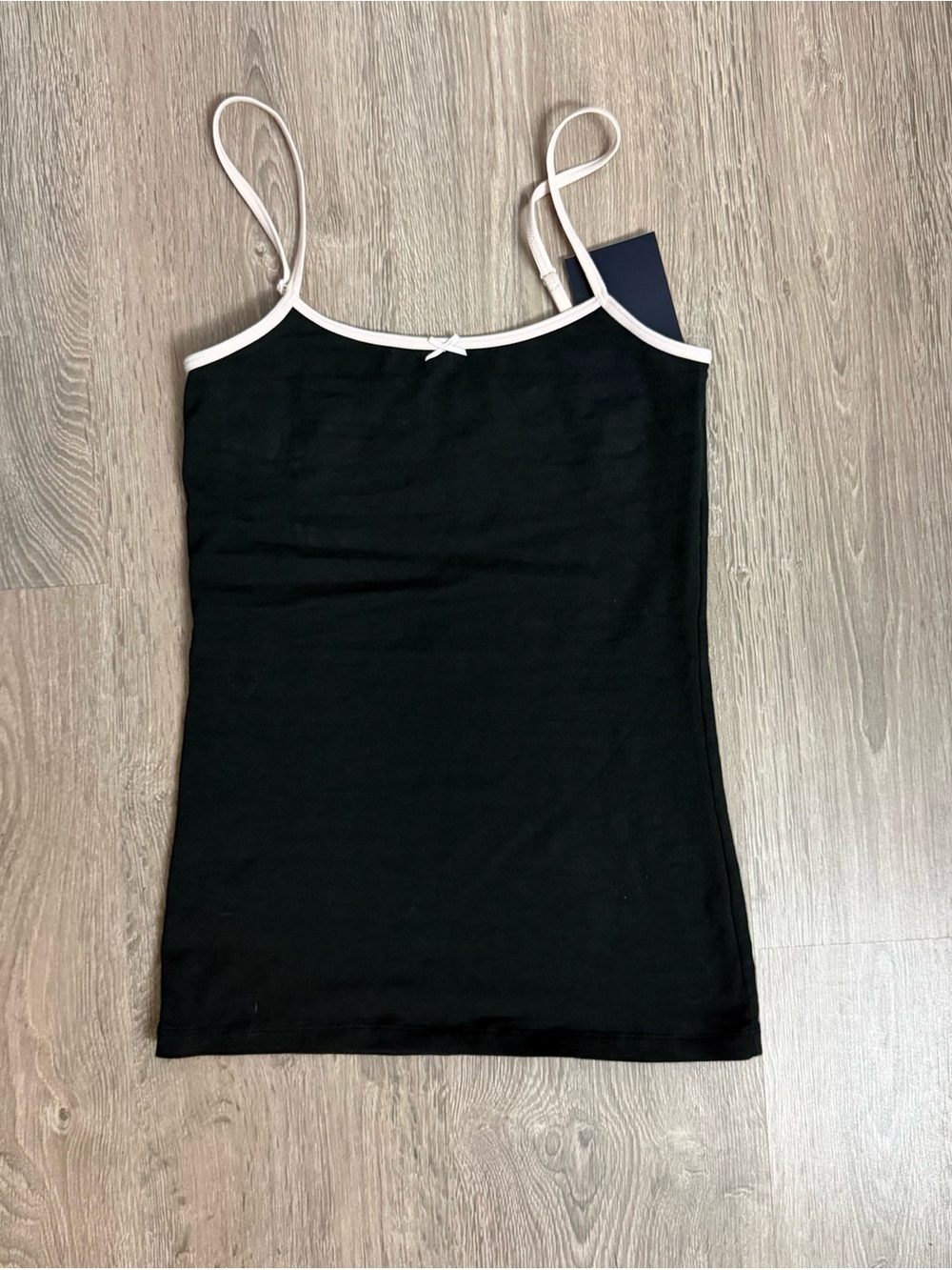 Black Skylar Long Tank with Pink Trim and Small Bow